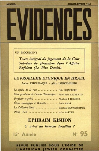 Evidences. N° 95 (Janvier/Février 1963)